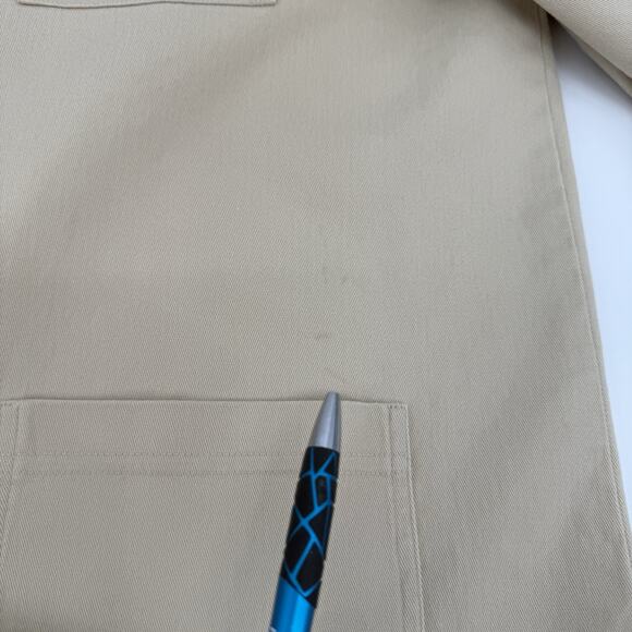 Eileen Fisher L Brushed Stretch Cotton Twill Stand Collar Barn Shacket STAINS - Picture 14 of 14